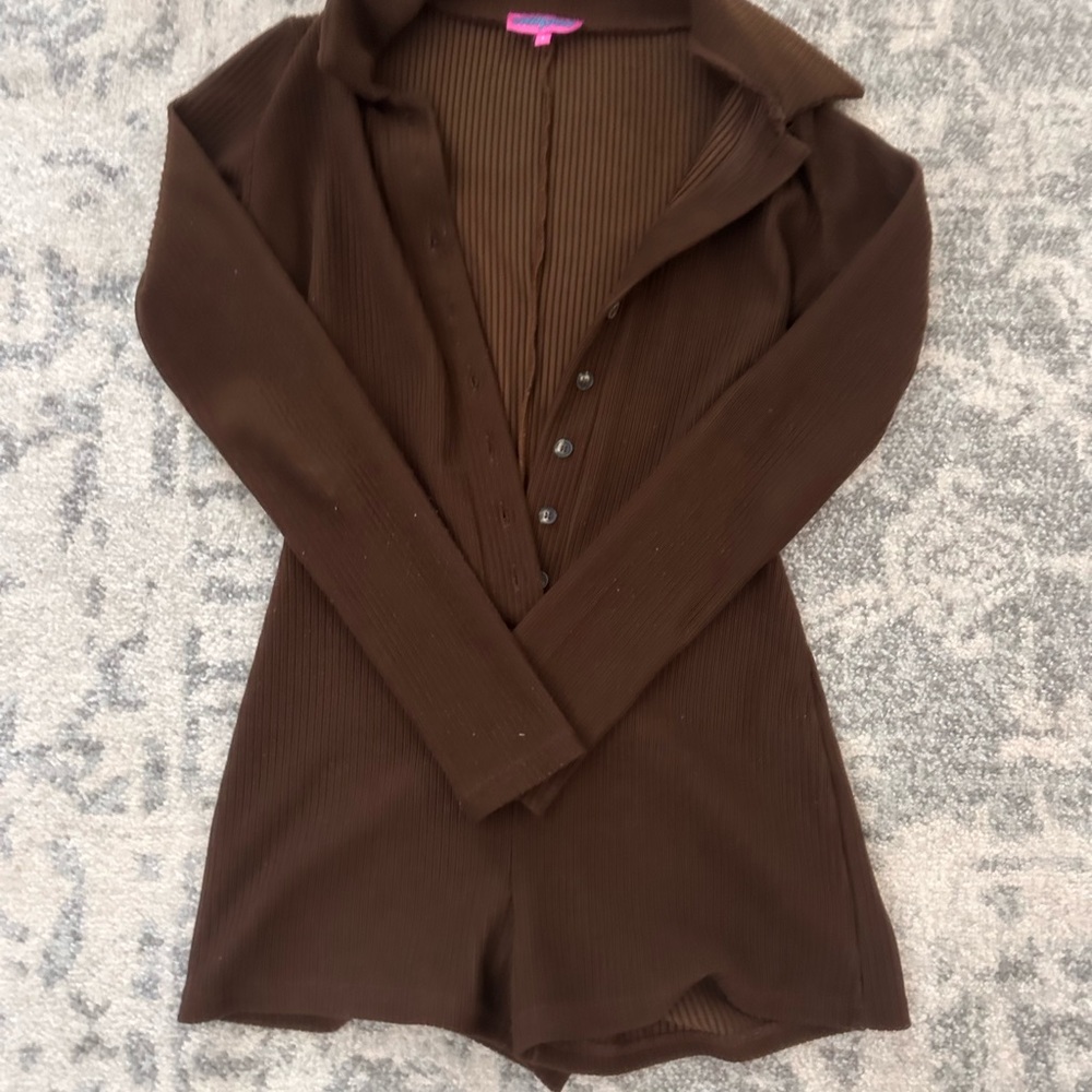 Brown edikted shorts jumpsuit size small - Picture 4 of 6
